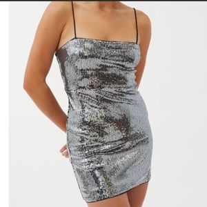 Urban outfitters silver sequin mini dress. Size medium, never worn
